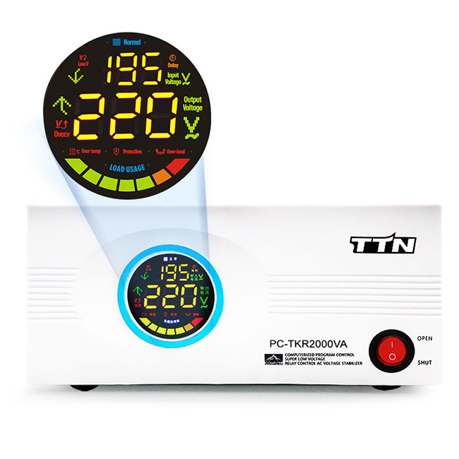 PC-TZM500VA-2KVA Home Appliace LED 1000VA Estabilizador de voltaje de control de relé